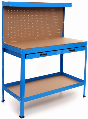 Scaune mese organizatoare atelier - Banc de lucru cu perete scule si sertar 1200x600mm blat 12mm (KD640)