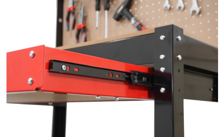 Banc de lucru metalic cu dulap extensibil, panou perforat si 10 carlige pentru scule (V83271) [7]