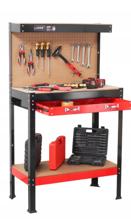 Banc de lucru metalic cu dulap extensibil, panou perforat si 10 carlige pentru scule (V83271) [1]