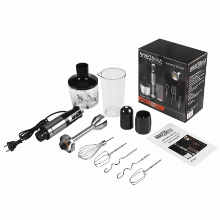 Blender de mana 1500W multifunctional cu doua trebe de viteza Turbo 2 lame otel inoxidabil tocator recipient + accesorii (KD4110) [7]