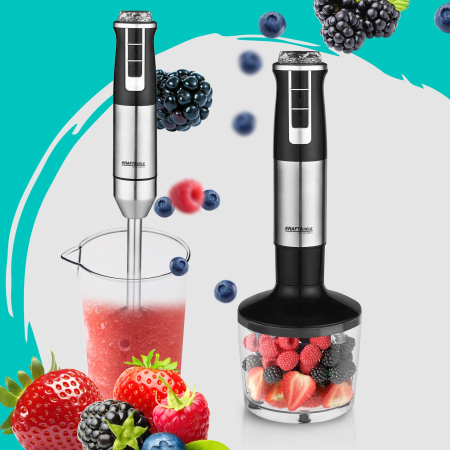 Blender de mana 1500W multifunctional cu doua trebe de viteza Turbo 2 lame otel inoxidabil tocator recipient + accesorii (KD4110) [5]