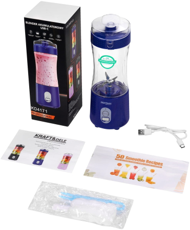 Blender portabil fara fir USB-C 380ML albastru 2x3000mAh (KD4171) [1]