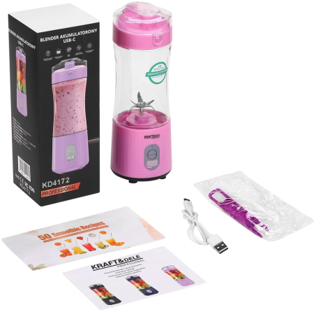 Blender portabil fara fir USB-C 380ML roz 2x3000mAh (KD4172) [1]
