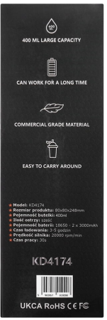 Blender portabil fara fir USB-C 400ML albastru 2x3000mAh (KD4174) [11]