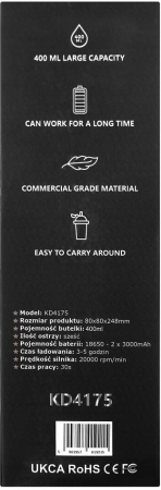 Blender portabil fara fir USB-C 400ML mov 2x3000mAh (KD4175) [13]