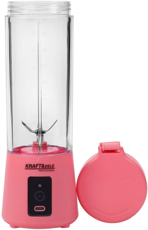 Produse noi (necategorizate) - Blender portabil fara fir USB-C 400ML roz 2x3000mAh (KD4173)
