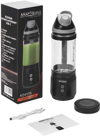 Blender portabil fara fir USB-C 700ML negru 2x2500mAh (KD4176) [2]