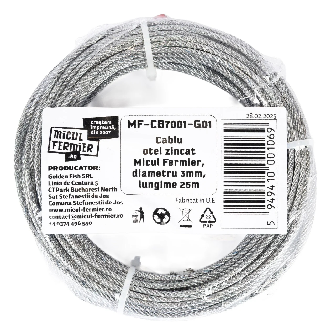 Cablu otel zincat 25 m diametru 3 mm pentru tractare si uz general (MF-CB7001-G01) [2]