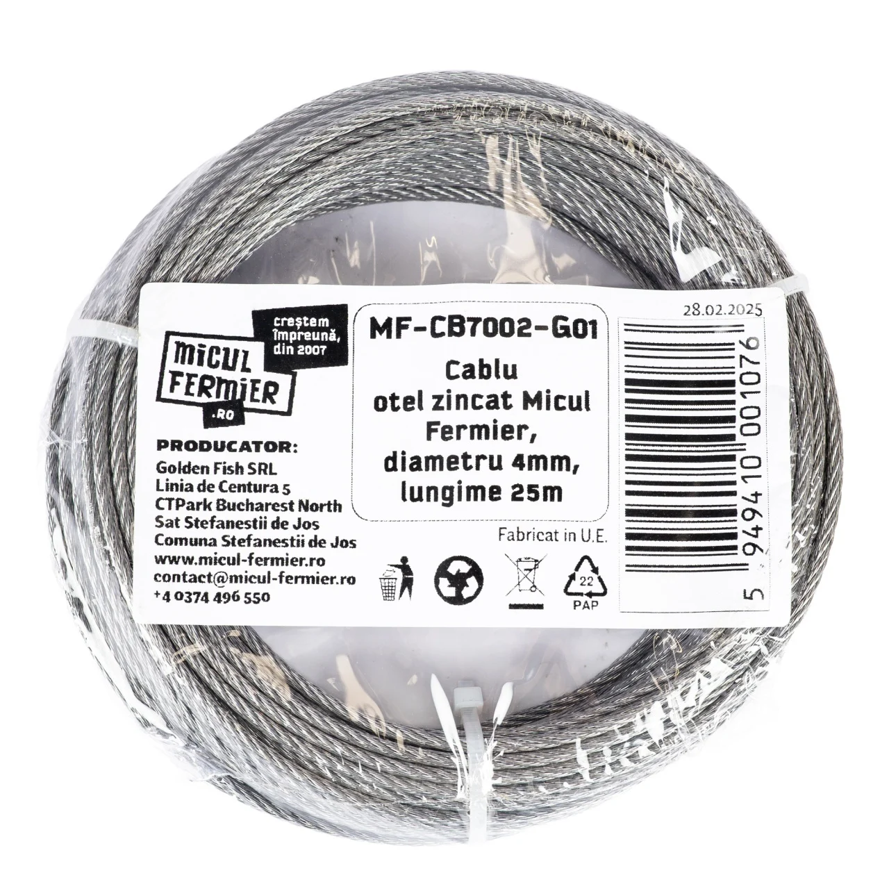 Cablu otel zincat plastifiat 25 m diametru 3-4.5 mm pentru tractare si uz general (MF-CB7011-G01) [1]