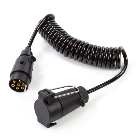 Altele - Cablu prelungitor remorca spiralat 3m cu 7 pini stecher si priza 12V (M02051)