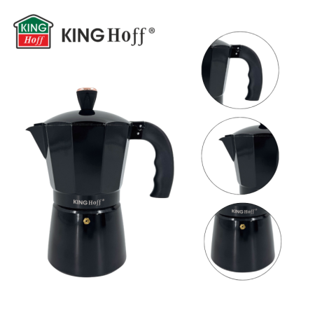 Espressoare moka - Espressor moka aluminiu negru, 6 cesti (KH-1883)
