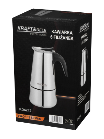 Cafetiera Moka inox 300 ml 6 cesti pentru cafea pe aragaz (KD4272) [11]