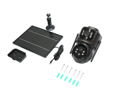 Camera de supraveghere WiFi 4MP cu 2 obiective PTZ 360°, panou solar 5W si detectie PIR DISPN08 (BK79703) [1]