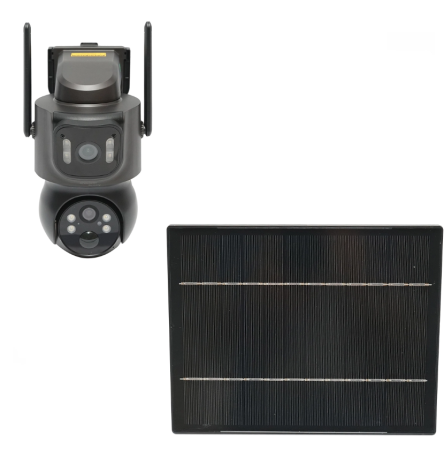 Altele - Camera de supraveghere WiFi 4MP cu 2 obiective PTZ 360°, panou solar 5W si detectie PIR DISPN08 (BK79703)