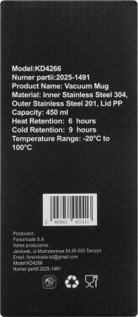 Cana termica 450ml otel inoxidabil pereti dubli etansa deschidere push silicon antiderapant (KD4266) [12]