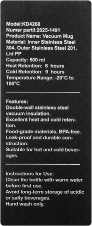 Cana termica 500ml otel inoxidabil pereti dubli etansa deschidere one touch silicon antiderapant (KD4268) [10]