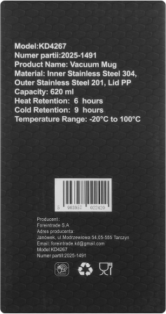 Cana termica 620ml otel inoxidabil pereti dubli pai reutilizabil etansa curea transport (KD4267) [10]