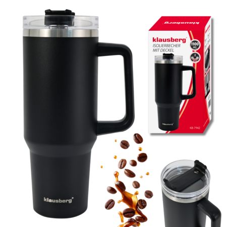 Cani si pahare - Cana termos 1100 ml din otel inoxidabil cu pai si capac rabatabil pentru bauturi (KB-7942)