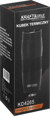 Cana termos din inox 480ml, izolatie in vid, neagra (KD4265) [9]