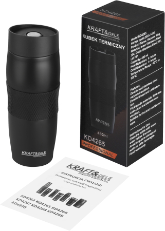 Cana termos din inox 480ml, izolatie in vid, neagra (KD4265) [7]