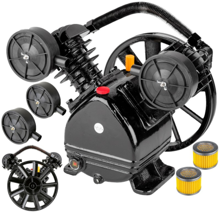 Compresoare - Cap compresor aer cu 2 pistoane de 65mm debit 300-500 l/min presiune maxima 10 Bar 13mm pentru butelie 50-200L (V2065)