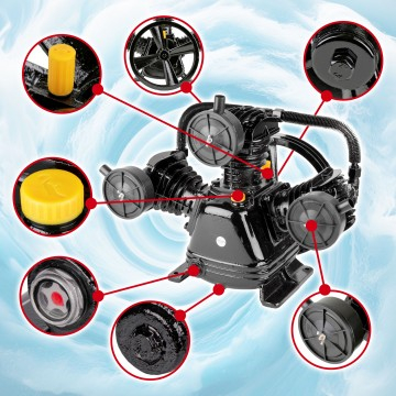 Cap compresor aer cu 3 pistoane de 65mm debit 590 l/min presiune maxima 8 Bar 50-250L (W3065) [1]