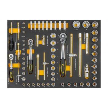 Carucior de atelier si dulap scule mobil cu 7 sertare, echipare 156 piese din otel CrV (AS-156) [5]