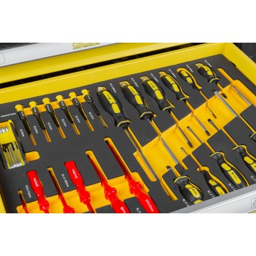 Carucior de atelier si dulap scule mobil cu 7 sertare, echipare 156 piese din otel CrV (AS-156) [7]