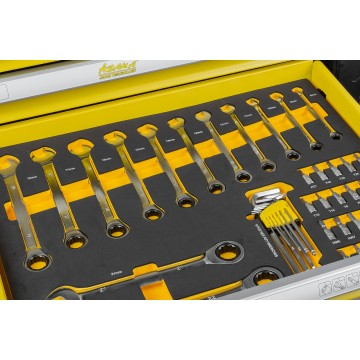 Carucior de atelier si dulap scule mobil cu 7 sertare, echipare 156 piese din otel CrV (AS-156) [8]