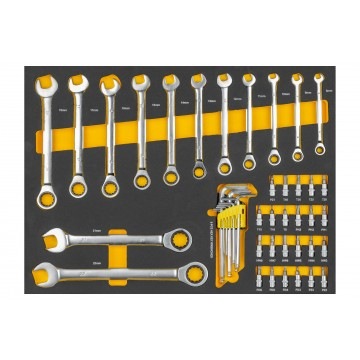 Carucior de atelier si dulap scule mobil cu 7 sertare, echipare 156 piese din otel CrV (AS-156) [3]