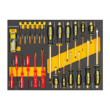 Carucior de atelier si dulap scule mobil cu 7 sertare, echipare 156 piese din otel CrV (AS-156) [10]