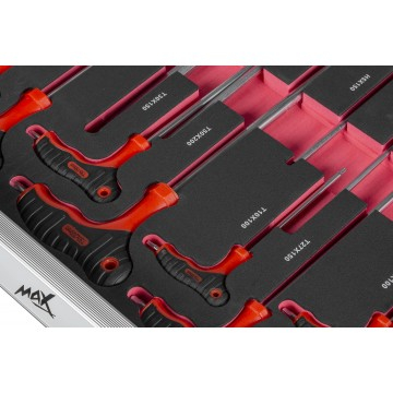 Carucior de atelier si dulap scule mobil cu 7 sertare si usita laterala, echipare 243 piese din otel CrV (MAX-243) [15]
