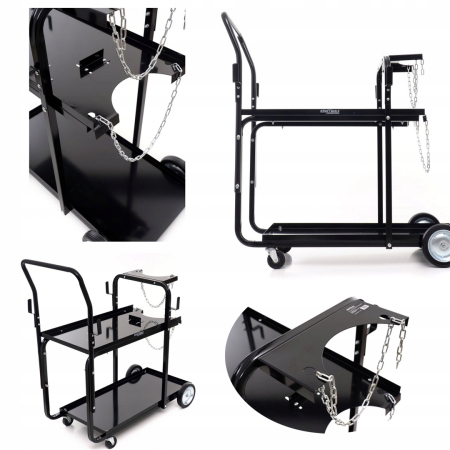 Carucior masa pentru aparat sudura manevrare pe roti cu rafturi suport butelie (KD372) [13]