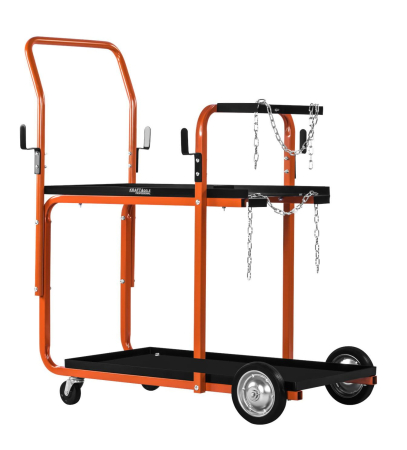 Produse noi (necategorizate) - Carucior masa pentru aparat sudura manevrare pe roti cu rafturi suport butelie (KD372)