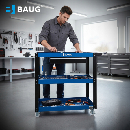 Carucior metalic scule atelier cu roti 3 rafturi (B3900) [13]