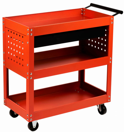 Carucior metalic scule atelier cu roti 3 rafturi cu sertar cu cheie (KD366) [5]