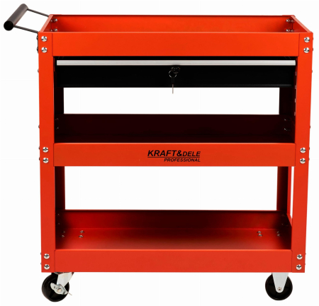 Carucior metalic scule atelier cu roti 3 rafturi cu sertar cu cheie (KD366) [1]