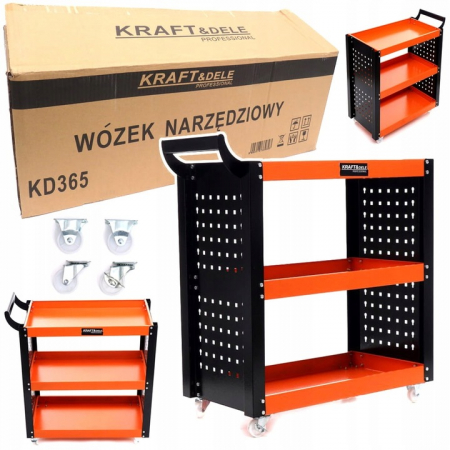 Scaune mese dulapuri atelier - Carucior metalic scule atelier cu roti 3 rafturi (KD365)