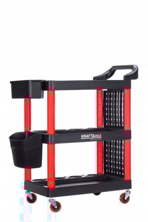 Scaune mese dulapuri atelier - Carucior metalic scule atelier cu roti 3 rafturi + suport (KD1076)