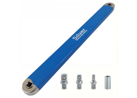 Altele - Cheie clichet extensibila 3/8" 38cm, set cu 3 adaptoare 1/4" si 1/2", din otel calit profesional (S11960)