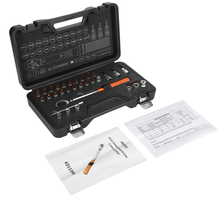 Cheie dinamometrica reversibila 1/4″ 5-25Nm 32piese cu set biti torx spline hexagon (KD11394) [4]