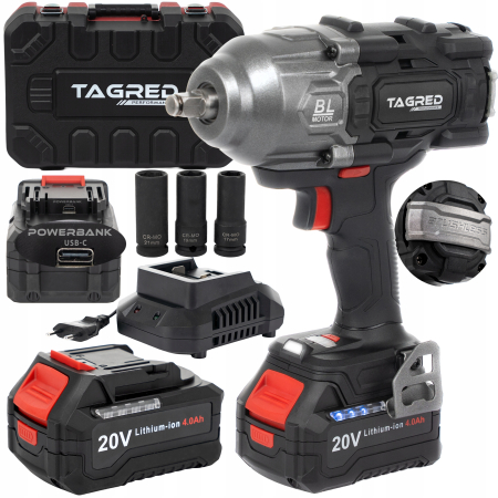 Scule Atelier Auto - Cheie impact fara fir 20V, 2x4Ah Li-Ion, 1898 Nm, 1/2", 3 trepte viteza, cu incarcator si valiza (TA8000)