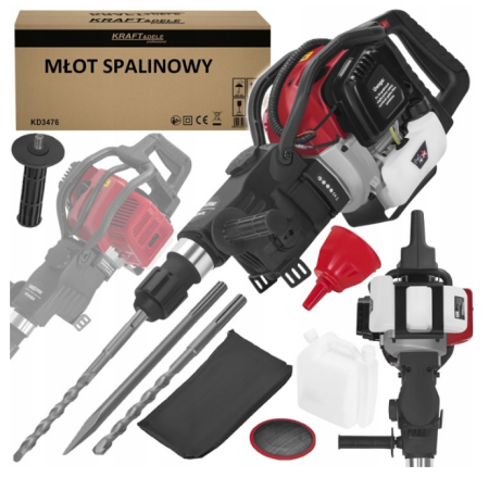 Scule electrice - Ciocan rotopercutor pe benzina 52cc SDS-MAX 4.9kW pentru gaurire si demolare (KD3476)