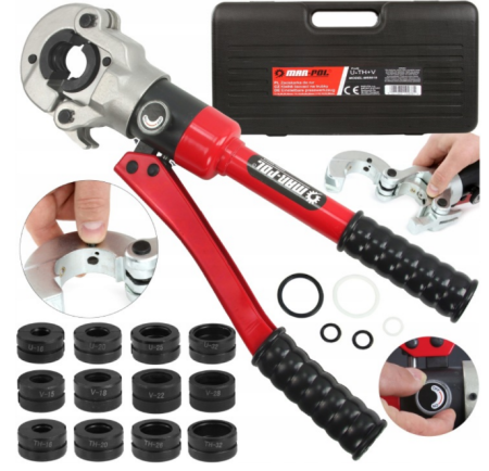 Clesti / prese pentru sertizat - Cleste sertizare hidraulic tevi PEX 12T set bacuri U TH V 16-32 mm (M55915)