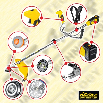 Coasa si trimmer pe acumulator 21V 4Ah cu fir disc si 10000 rpm (ASCGTBH-21V) [1]