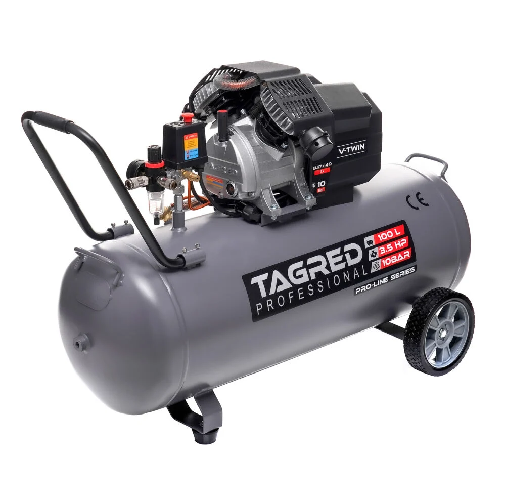 Compresor aer 100l 10bar 2 pistoane + furtun pneumatic aer 5x12mm 20m + pistol pneumatic tencuiala glet vopsea vas 5l 4-6-8mm (TA367+KD673+V81281) [11]