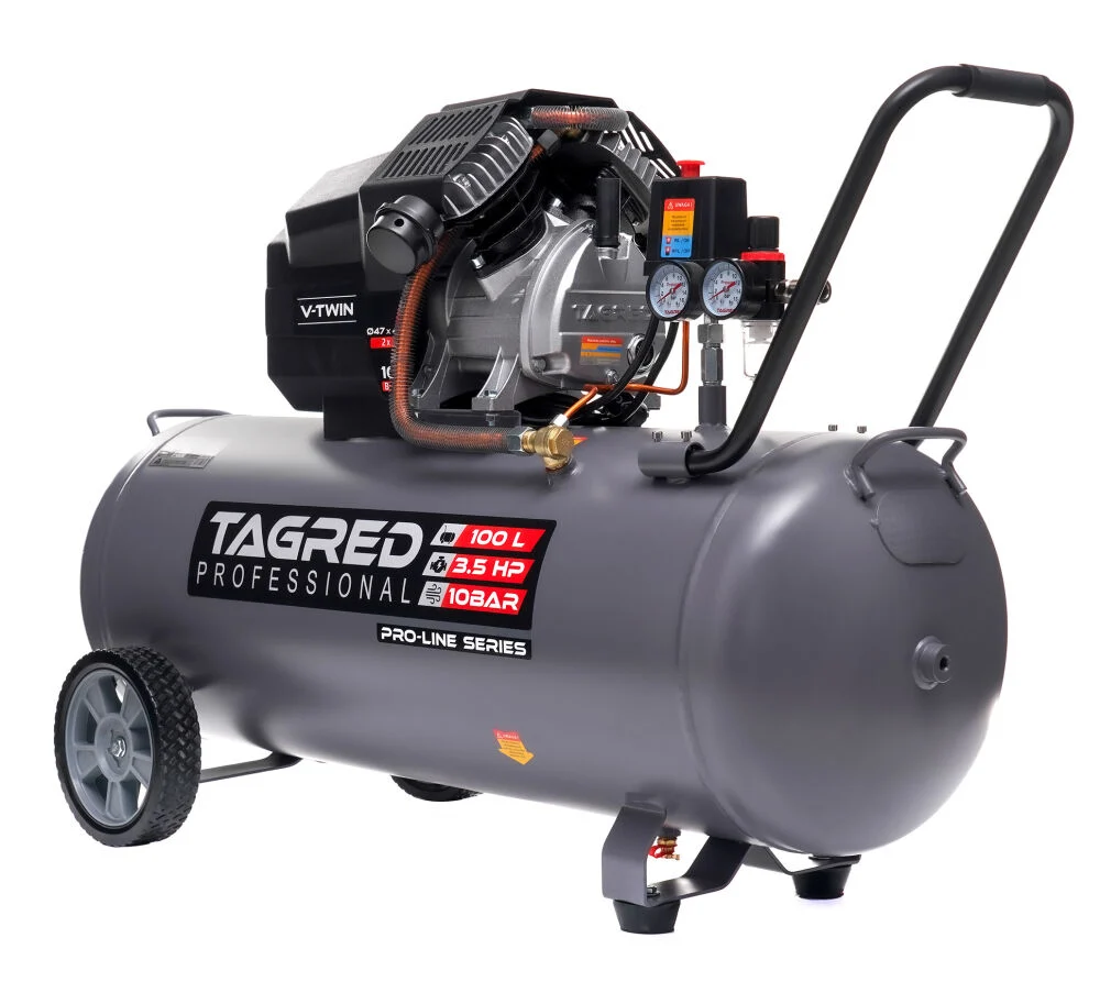 Compresor aer 100l 10bar 2 pistoane + furtun pneumatic aer 5x12mm 20m + pistol pneumatic tencuiala glet vopsea vas 5l 4-6-8mm (TA367+KD673+V81281) [1]