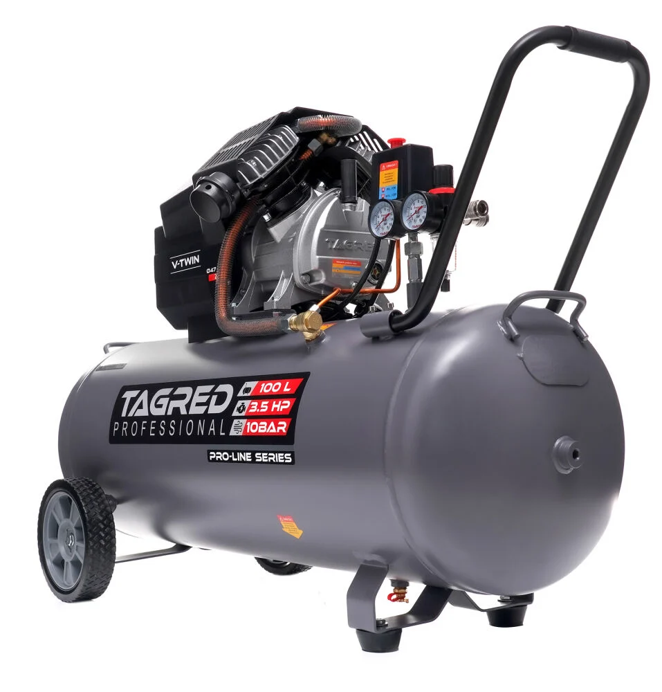 Compresor aer 100l 10bar 2 pistoane + furtun pneumatic aer 5x12mm 20m + pistol pneumatic tencuiala glet vopsea vas 5l 4-6-8mm (TA367+KD673+V81281) [2]