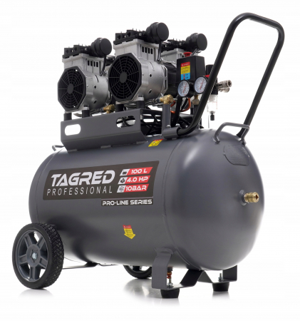 Compresor aer 100L 10BAR fara ulei silentios 580L/min 2X2000W 5.4HP (TA3387) [3]