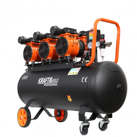 Compresoare - Compresor aer 100L fara ulei silentios 3x1500W 580 Lmin (KD1394)